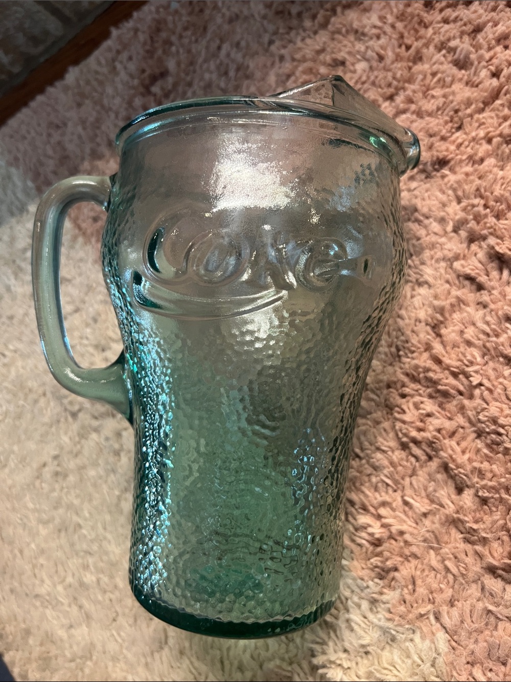Coca-Cola Aqua Textured Glass Pitcher with Handle